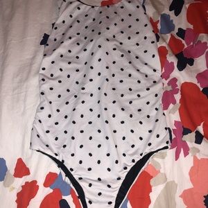 Polka dot swim suit.